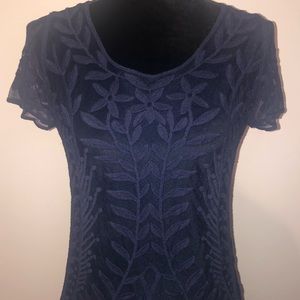 Navy Blue Lace Top